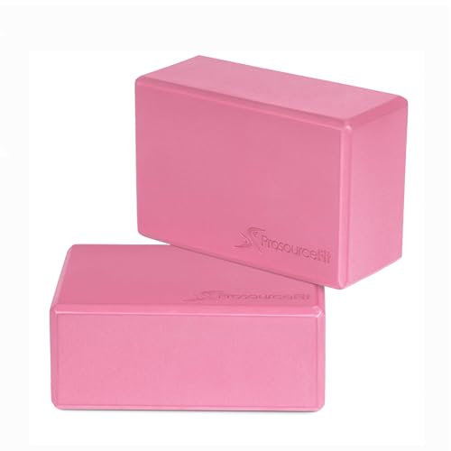 ProsourceFit Foam Yoga Blocks, High Density EVA Yoga Bricks 4”x 6” x 9” (Set of 2) - color: Pink