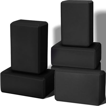 Wettarn 6 Pack Yoga Blocks 9 x 6 x 4 Inch EVA Foam, Lightweight | Non Slip, Yoga Props Accessories for Pilates, Stretching and Meditation - color: Black
