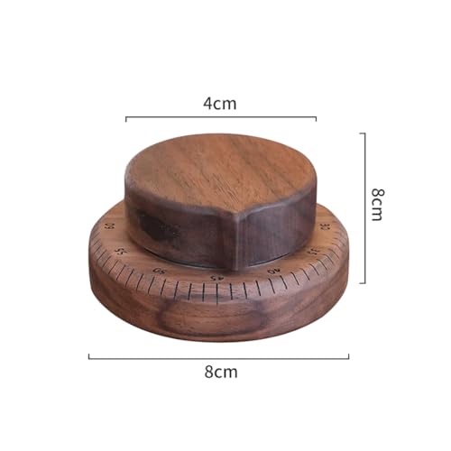 Walnut Wood Kitchen Timer – 60 Minute Mechanical Countdown, Wooden Cooking Timer for Baking, Study & Home (8cm)