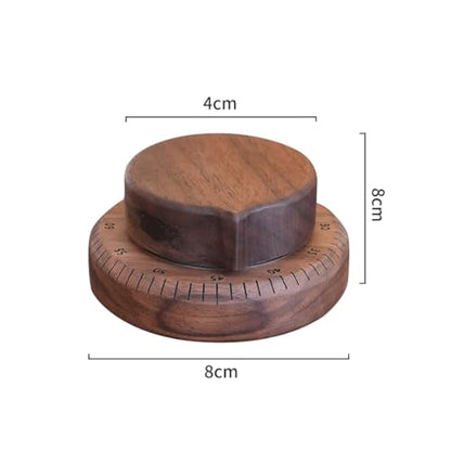 Walnut Wood Kitchen Timer – 60 Minute Mechanical Countdown, Wooden Cooking Timer for Baking, Study & Home (8cm)