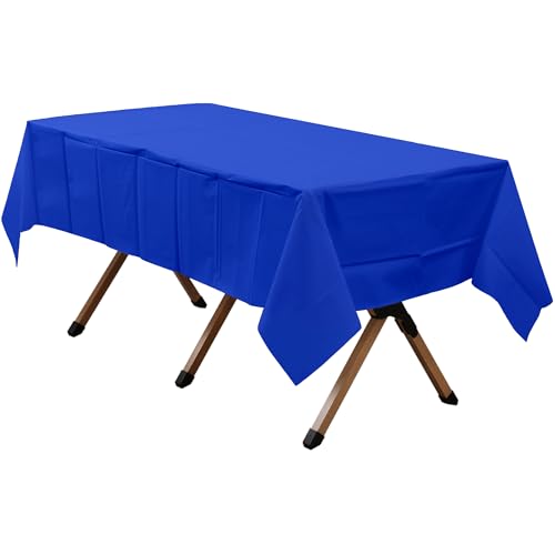 2 Pack Royal Blue Premium Plastic Tablecloth Rectangle 54 x 108 Inches Reusable Ocean Blue Decorative Table Cover for Dining, Wedding, Party, Indoor and Outdoor use - color: A03 Royal Blue, size: Rectangle 54"x108"