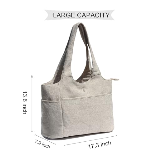 ESVAN Yoga Tote Bag Mat bag Women Shoulder Bags Carryall Tote for Travel Office Workout Gym Nurse Beach - color: Linen Beige