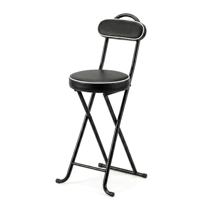 Folding Bar Stool,24" Portable High Counter Foldable Stool Chair - color: Black&white