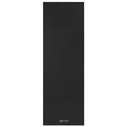 Gaiam Essentials 1/4" Thin (6mm) Yoga & Pilates, Fitness & Exercise Mat with Easy-Cinch Carrier Strap Cusion Support For Fitness and Gym Workouts - color: Black