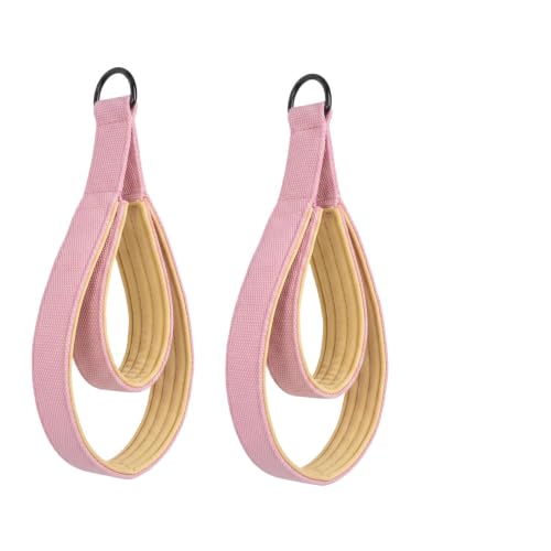 Durable Pilates Straps for Reformer, Padded Home Gym Workout | 2-in-1 Double Loops, Ultra-Soft Fleece Lined, Metal D-Rings, For Pilates Reformers, Yoga Workout Accessories & Tonal Gyms - color: Pink