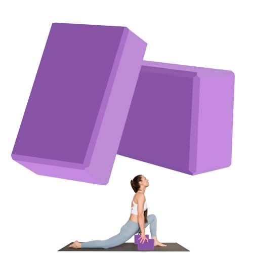 9"x6"x3" Yoga Blocks, Soft Non-Slip Surface Premium Foam Blocks, Supportive, Lightweight, Odor Resistant, Yoga Accessories for Pilates Meditation General Fitness Stretching Toning - color: Purple-2 Pack