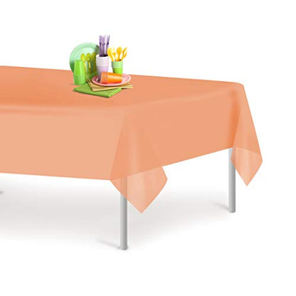 Peach 1 Pack Premium Disposable Plastic Tablecloth 54 Inch. x 108 Inch. Rectangle Table Cover - color: Peach, size: 108" x 54" (Rectangular)