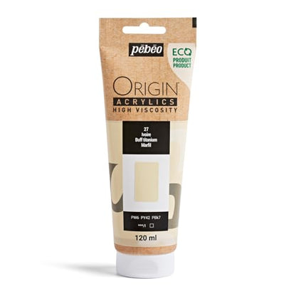 PEBEO Origin Acrylics 120ml Matte Acrylic Paint, Buff Titanium | Warm unbleached neutral for toned grounds and gentle mixes - matte high-viscosity acrylic in a 120ml eco-tube. - color: Buff Titanium