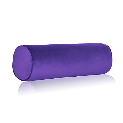 Tinbolunce Memory Foam Roll Pillow for Knee/Leg/Neck - Full Moon Bolster/Round Cylinder Pillow for Sleeping on Side or Back - Removable Cooling Cover Length 18" x 6" Diameter (Purple) - color: Purple, size: 18X6