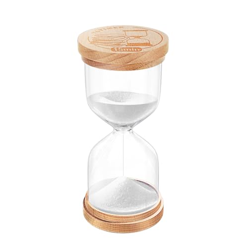 Sand Timer 15 Minute, Wooden Sand Clock, Small Hourglass Hour Glass, White Sandglass 15 Min for Classroom, Game, Desktop Office Decorative (White) - color: White, size: 15 minute