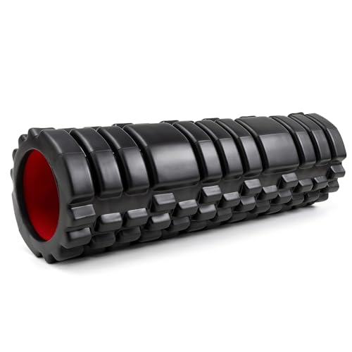 Foam Roller for Deep Tissue Massager, Patented Exercise Roller - color: Black