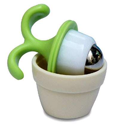 VUFVOID 2PCS Handheld Body Massager Mini Potted Plant Shaped Roller Ball Bead Relaxation Neck Foot Face Pot Desk Decor Massage Cooling for Neck (Green with White)