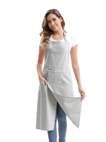 Nanxson Pottery Apron Split Leg with 3 Pockets & Adjustable Buckle | cotton material,Long apron,adjustable waist tie,for Pottery Ceramic Wheel DIY Art Garden - color: Khaki