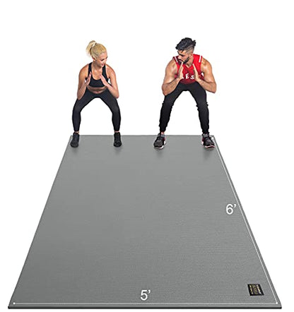 GXMMAT Large Exercise Mat 6'x4'/6'x5'/6'x6'(7mm) - color: Grey Cool, size: 6*5 FT