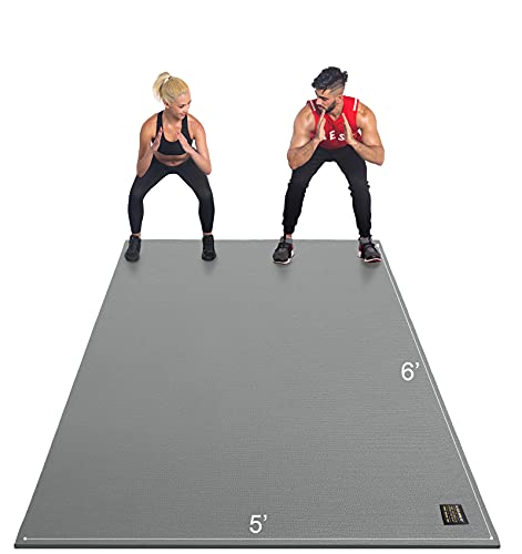 GXMMAT Large Exercise Mat 6'x4'/6'x5'/6'x6'(7mm) - color: Grey Cool, size: 6*5 FT