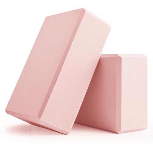 Yoga Blocks 2 Pcs, 9"x6"x3" Yoga Brick Foam Blocks EVA Foam Block Yoga Props Accessories for Yoga Pilates Stretching and Meditation - color: Light Pink