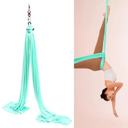 6m Yoga Stretching Rope Aerial Yoga Practice Polyester Strap Yogas Hammock Practice Kit for Fitness Gymnastics Dance Ballet, Green