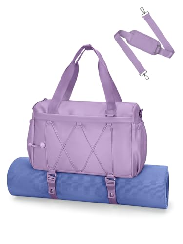 RHDZO Small Gym Bag for Women with Yoga Mat Holder and Wet Pocket, Purple - color: Purple