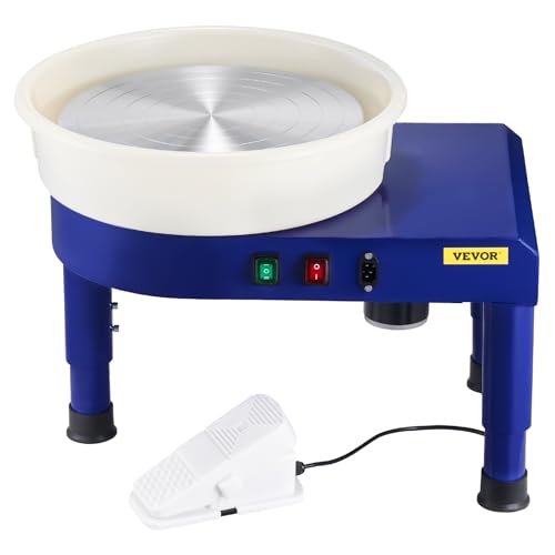 VEVOR 14in Pottery Wheel for Adults Beginners, 0-6in Height-Adjustable, 450W Pottery Forming Machine 60-300RPM Electric Ceramic Wheel, Blue - color: Blue