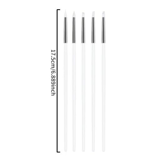 5Pcs Silicone Sculpting Tools for Polymer Clay, Nail Art & Craft DIY | Silicone Shaping Brushes for Clay Modeling, Ceramic, Fondant, Nail Art Design, Detailing and DIY Projects - color: White