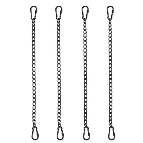 Swing Chair Hanging Chain, 4PCS Hardware Hanger Kit with 8 Carabiner for Porch Swing Hammock Punching Bag 330LB Capacity Black