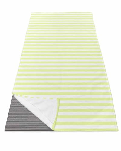 Yellow White Stripe Yoga Towel for Hot Yoga Non Slip, Modern Minimalist Geometric Striped Yoga Mat Towel Absorbent Yoga Sweat Towels Microfiber Hot Yoga Blanket for Bikram Pilates Fitness 26"x74" - color: Yellow, size: 26x74in