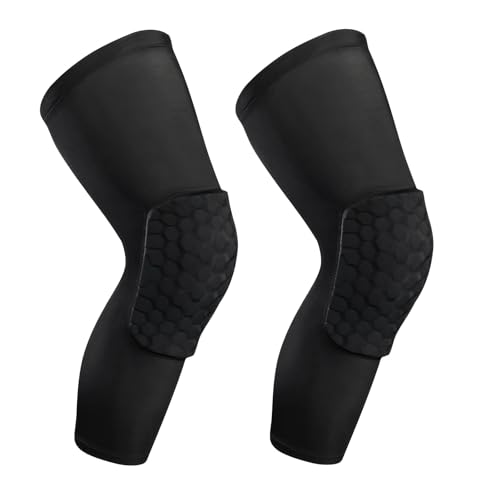 SUJAYU 2 Pack Basketball Knee Pads Sleeves, Honeycomb Anti Collision Knee Pads Leg Compression Sleeves, Outdoor Sports Sleeves for Skating Wrestling Soccer Football Volleyball (Black, Medium) - color: Black, size: Medium