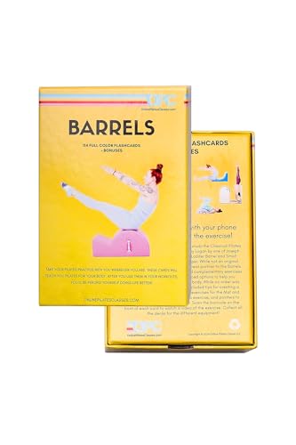 OnlinePilatesClasses Pilates Barrels Flashcards, Deck Cards Set with Video Tutorial for Spine Corrector, Ladder Barrel, Small Barrel & C-Shaper Exercise, Home Gym Workout, Barrel Arc Not Included - color: Barrels Deck 114 Cards