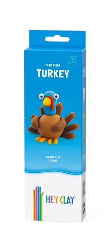 HEY CLAY Modelling Air-Dry Clay with Fun Interactive App - Non-Toxic, Non-Stick Modeling Clay Crafts Set for Kids Ages 3 to 8-3 cans (Farm Birds: Turkey) - color: Turkey