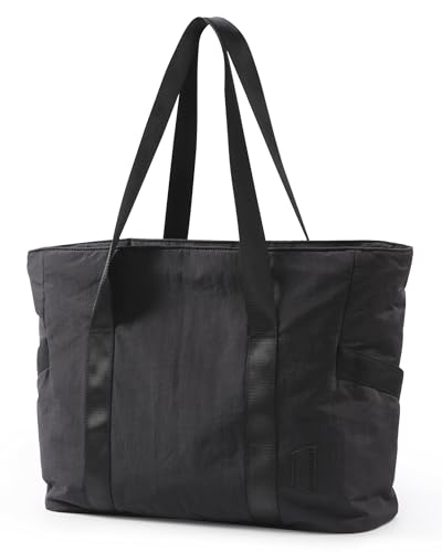 BAGSMART Gym Tote Bag for Women, 24L/28L Travel Tote Yoga Mat Bag - color: Black, size: Medium