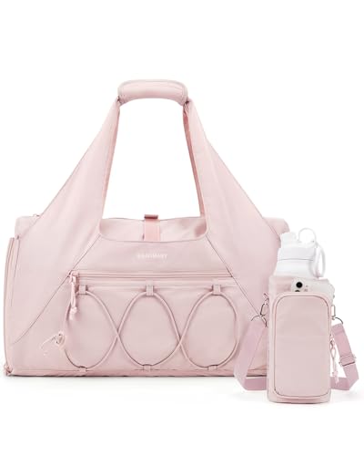BAGSMART Gym Bag for Women, Lightweight Duffel with Shoe Compartment, Tote Bag with Wet Pocket for Yoga Travel, Pink - color: Pink, style: Casual Tote