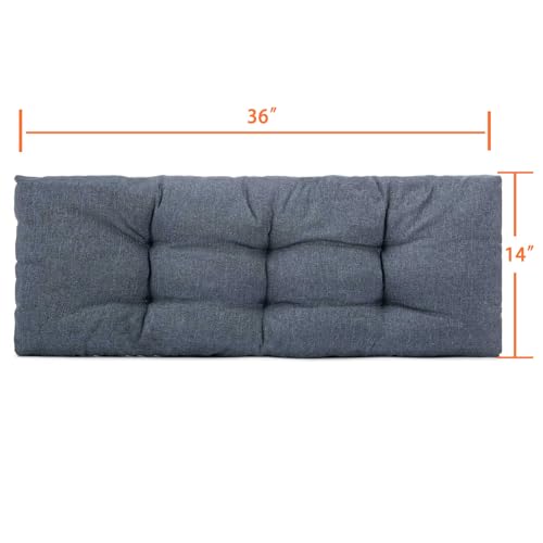 Non-Slip Tufted Bench Cushion - Thick & Durable Foam Seat Pad for Indoor Outdoor Furniture, Piano Bench, Porch Swing, Chair Cushion (Grey, 36x14 Inch (Pack of 1)) - color: Grey, size: 36x14 Inch (Pack of 1)