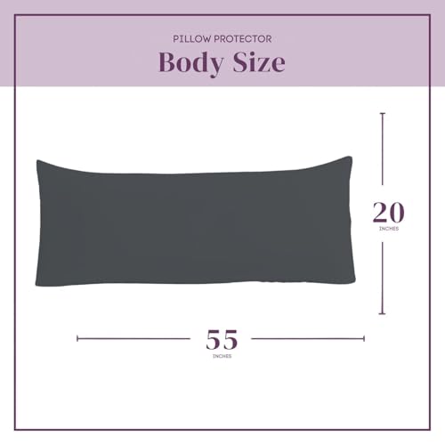 CirclesHome Pillow Protectors Single Pack Body (20 x 55) Zippered - 100% Cotton Breathable Pillowcases - Protects Pillows from Dirt, Dust and Debris (Body- Single Pack - 20x55) - color: 4 - Dark Grey, size: Body (20 x 55 inches) - Set of 1