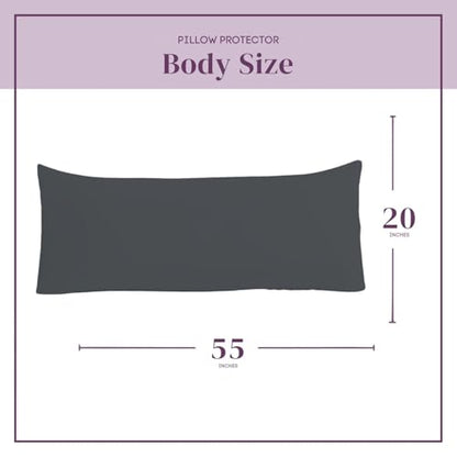 CirclesHome Pillow Protectors Single Pack Body (20 x 55) Zippered - 100% Cotton Breathable Pillowcases - Protects Pillows from Dirt, Dust and Debris (Body- Single Pack - 20x55) - color: 4 - Dark Grey, size: Body (20 x 55 inches) - Set of 1