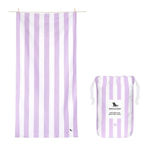 Dock & Bay Quick Dry Beach Towel - Cabana - Lombok Lilac - Extra Large | Sand-Resistant, Includes Travel Bag, Lightweight & Compact, 100% Recycled DryQ Fabric, Extra Large (200x90cm, 78x35") - color: Cabana Light - Lombok Lilac, size: Extra Large (200x90c