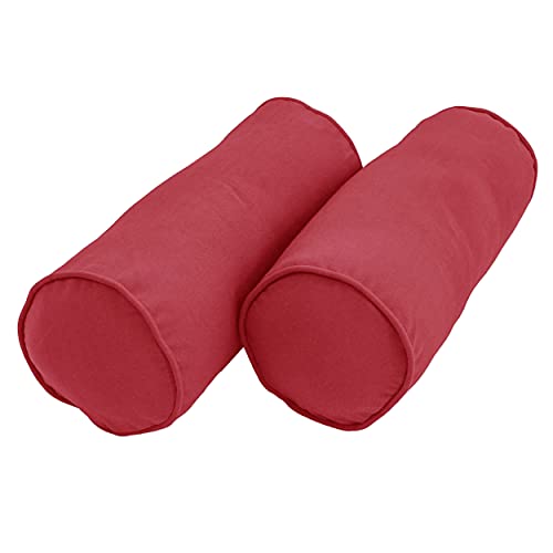 Blazing Needles Double-Corded Solid Twill Bolster Pillows with Inserts (Set of 2), 20" x 8", Berry Berry - color: Berry Berry