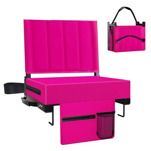 Aliphon Stadium Seat for Bleachers with Back Support and Cushion, Bleacher Seats with Shoulder Strap and Cup Holder, Padded Portable Folding Comfort Stadium Chair, for Sports Events, New Red (1pcs) - color: New Red, size: 1 pcs