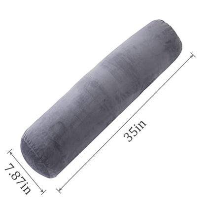 1 MIDDLE ONE Body Pillow for Adults, Bolster Pillow with Removable Velvet Cover, Long Round Cervical Roll Pillow, 35 x 7.87 Inches, Grey - color: Grey, size: 35 inch