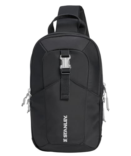 STANLEY Vitalize Crossbody Bag | Hydration Sling with Zippered Drinkware Compartment | Adjustable Strap | Multiple Storage Pockets | Durable Recycled Fabric | Black - color: Black, size: Crossbody