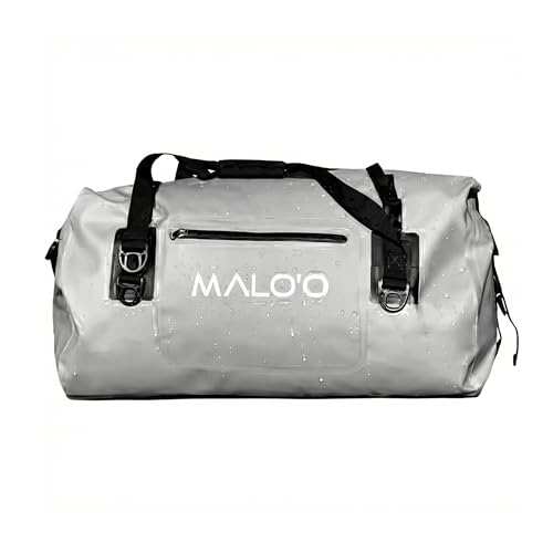 Malo’o Waterproof Dry Duffel, Heavy-Duty Roll Top Waterproof Gear Bag with Shoulder Strap & Molle Loops, Marine Duffel for Kayaking, Boating, Camping, Beach & Travel, Grey, 40L - color: Grey, size: 40L