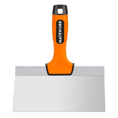 Matework 8 Inch Spackle Knife Tools, Putty Knife Scraper, Ergonomic Grip Tapping Knife with Hammer End for Drywall Work - color: 8 Inch