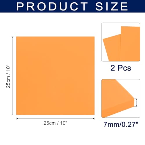 MECCANIXITY Foam Sheets Crafts 10x10 Inch 7mm EVA Craft Foam Paper Foam Sheets for Crafts Projects DIY Cosplay Modeling, Orange, 2 Sheets - color: Orange, size: 7mm