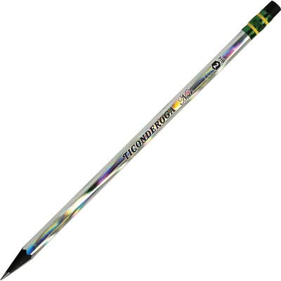 Ticonderoga Noir Black Wood-Cased #2 Pencils, Holographic Design, 12 Count