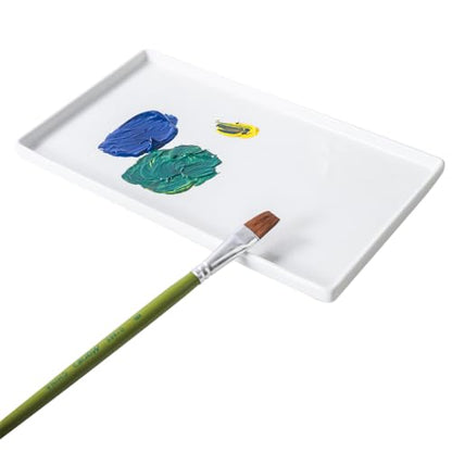 Ceramic Rectangle Paint Mixing Tray,Butcher Tray,Artist Porcelain Paint Palette for Watercolor Gouache Painting,Cleans-up Easily
