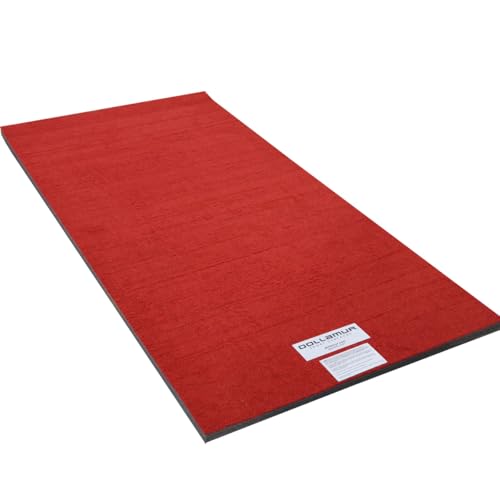 Dollamur 5'x10'x1-3/8" Gymnastics Mat, Carpeted Mat for Tumbling and Cheerleading, FLEXI-Roll® - color: Red