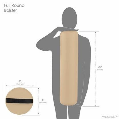 EarthLite Massage Bolster Pillow Full Round – Durable, Easy to Clean 100% PU Upholstery incl. Strap Handle/Professional Quality CFC-Free/Back Pain Relief - color: Sterling