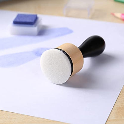 Ink Paints Mixing Blending Tool Mini Round Foam Refills, for Scrapbooking Craft, Control of Ink Placement, No More Inky Fingers Ink Blending Tool with Spare Pads for Rubber Stamping & Scrapbooking - color: 1 Handle+2 Foam Refills