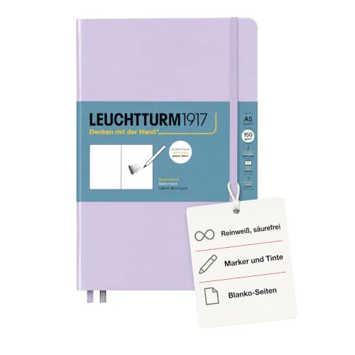 Leuchtturm1917 - Medium A5 Hardcover Sketchbook (Lilac) - 112 Pages of 150g/m² Paper - color: Lilac, size: Medium (A5)