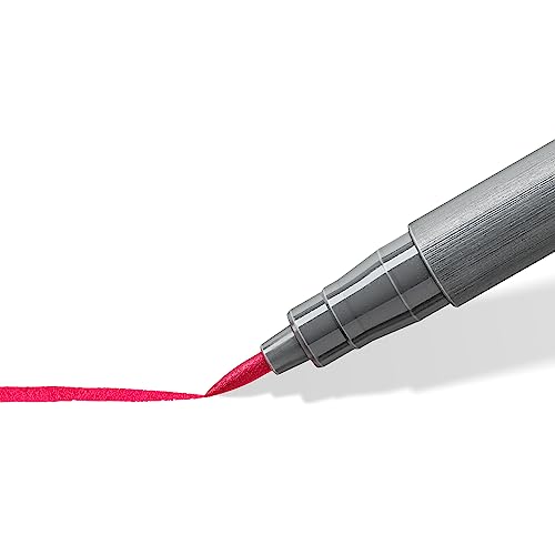 STAEDTLER Pigment Arts Brush Pen, Basic Colours, Pack of 12 Pens, 371 C12-1 - color: 12 Colors
