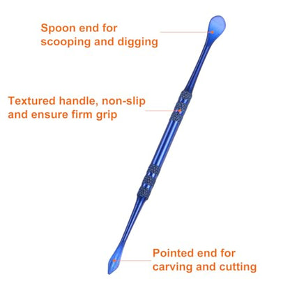HARFINGTON 8 Pcs Wax Carving Tools 4.8" Double Ended Stainless Steel Wax & Clay Sculpting Wax Carvers Tools Modeling Spoon for Figures Clay Handmade Art Works, Sapphire Blue - color: Sapphire Blue
